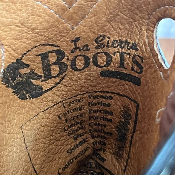 La Sierra Leather Square Toe Embroidered Western Boots Size 8 - Picture 10 of 14